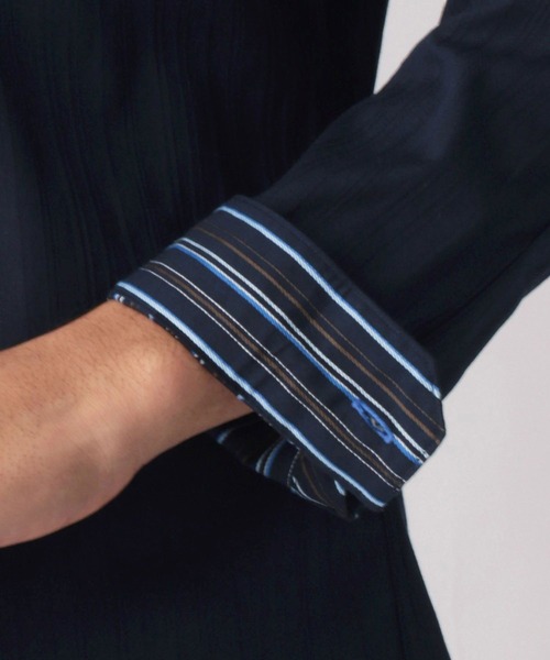 NICOLE CLUB FOR MEN（ニコルクラブフォーメン）の「【22年春モデル】イタリアンカラー長袖シャツ（シャツ/ブラウス・メンズ・ブラック/レッド系その他/ホワイト系その他/ネイビー・LARGE/MEDIUM/X-LARGE）」の16枚目の写真