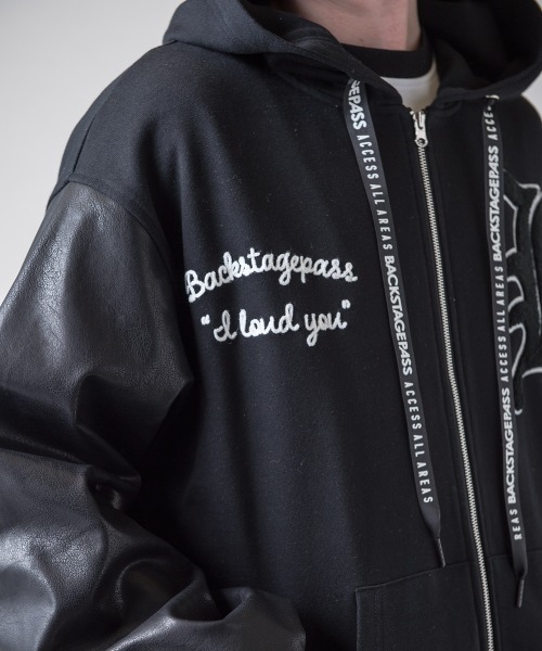 BACKSTAGE PASS(バックステージパス)の「HOODIE-STAJUM(フーディー-スタジャン)ビッグシルエット フード スタジャン(スタジャン・メンズ・ブラック/グレー・1-2/3-4)」の5枚目の写真