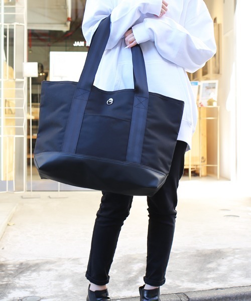 JAM HOME MADE(ジャムホームメイド)の「日本製 エシカルレザー & エココーデュラ コンビ トートバッグ L 大容量 ブランド オリジナル レディース(トートバッグ・レディース・ブラック・ONE SIZE)」の14枚目の写真