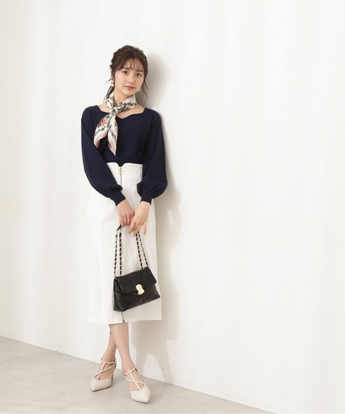 PROPORTION BODY DRESSING（プロポーションボディドレッシング）の「スカーフ付きニット / 1212170210（ニット/セーター・レディース・ホワイト/ネイビー/ブルー・SMALL/MEDIUM）」の9枚目の写真