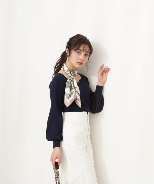 PROPORTION BODY DRESSING（プロポーションボディドレッシング）の「スカーフ付きニット / 1212170210（ニット/セーター・レディース・ホワイト/ネイビー/ブルー・SMALL/MEDIUM）」の8枚目の写真