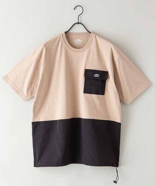 OUTDOOR PRODUCTS APPAREL(アウトドアプロダクツアパレル)の「USAコットン ヘビーウェイト ビッグシルエット ドローコード 切替Tシャツ(Tシャツ/カットソー・メンズ・ベージュ/カーキ/ブラック・X-LARGE/MEDIUM/LARGE)」の5枚目の写真