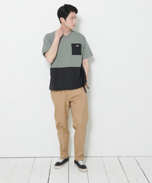OUTDOOR PRODUCTS APPAREL(アウトドアプロダクツアパレル)の「USAコットン ヘビーウェイト ビッグシルエット ドローコード 切替Tシャツ(Tシャツ/カットソー・メンズ・ベージュ/カーキ/ブラック・X-LARGE/MEDIUM/LARGE)」の21枚目の写真