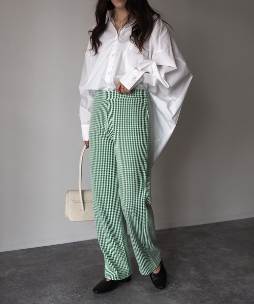 Riberry（リベリー）の「千鳥柄カットジャガードパンツ（スウェットパンツ・レディース・ブラック/グリーン・MEDIUM）」の19枚目の写真