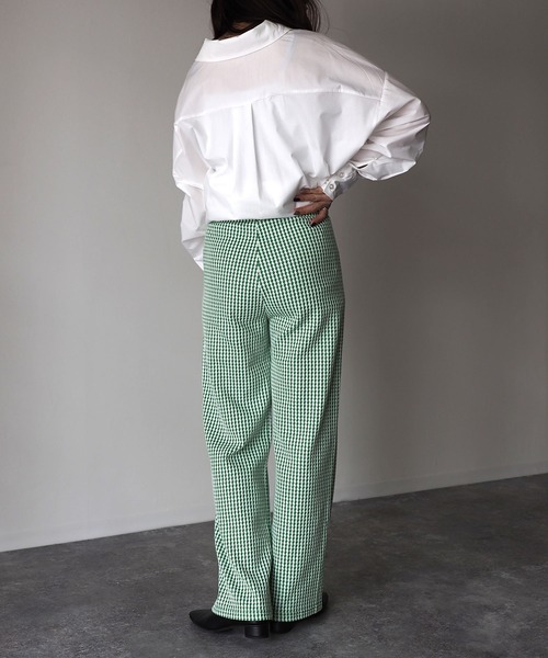 Riberry（リベリー）の「千鳥柄カットジャガードパンツ（スウェットパンツ・レディース・ブラック/グリーン・MEDIUM）」の17枚目の写真