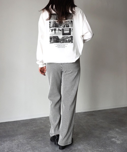 Riberry（リベリー）の「千鳥柄カットジャガードパンツ（スウェットパンツ・レディース・ブラック/グリーン・MEDIUM）」の9枚目の写真