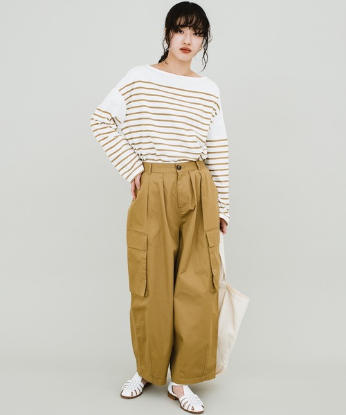 haco!(ハコ)の「すべてを包み込んでかっこよくしてくれる!PBPオーガニックコットン 楽ちんボリュームカーゴパンツ(ユニセックス)(カーゴパンツ・レディース・ベージュ/ダークネイビー・1/2/3)」の3枚目の写真