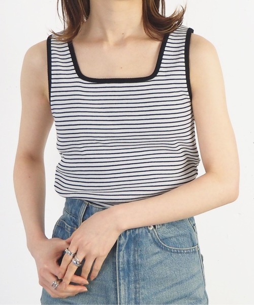 tiptop（ティップトップ）の「カップ付きスクエアタンクトップ（タンクトップ・レディース・ブラック/オフホワイト/A/B・FREE）」の3枚目の写真