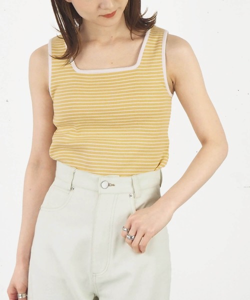 tiptop（ティップトップ）の「カップ付きスクエアタンクトップ（タンクトップ・レディース・ブラック/オフホワイト/A/B・FREE）」の4枚目の写真