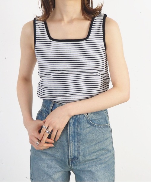 tiptop（ティップトップ）の「カップ付きスクエアタンクトップ（タンクトップ・レディース・ブラック/オフホワイト/A/B・FREE）」の8枚目の写真