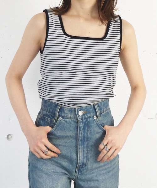 tiptop（ティップトップ）の「カップ付きスクエアタンクトップ（タンクトップ・レディース・ブラック/オフホワイト/A/B・FREE）」の9枚目の写真