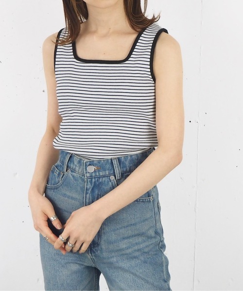 tiptop（ティップトップ）の「カップ付きスクエアタンクトップ（タンクトップ・レディース・ブラック/オフホワイト/A/B・FREE）」の10枚目の写真