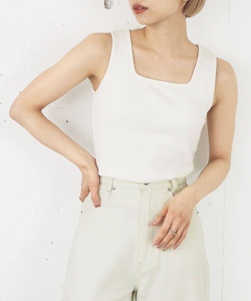 tiptop（ティップトップ）の「カップ付きスクエアタンクトップ（タンクトップ・レディース・ブラック/オフホワイト/A/B・FREE）」の21枚目の写真