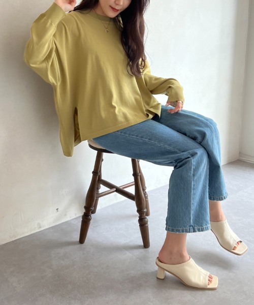 Chez toi(シェトワ)の「シャリ感ドルマンニットプルオーバー(ニット/セーター・レディース・チャコールグレー/オレンジ/グリーン/アイボリー・FREE)」の5枚目の写真