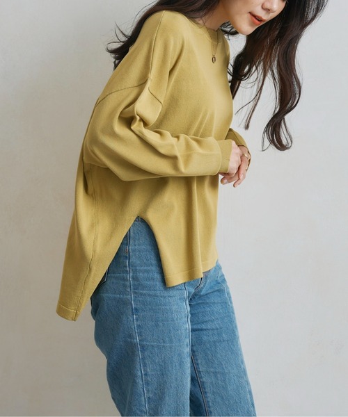Chez toi(シェトワ)の「シャリ感ドルマンニットプルオーバー(ニット/セーター・レディース・チャコールグレー/オレンジ/グリーン/アイボリー・FREE)」の6枚目の写真