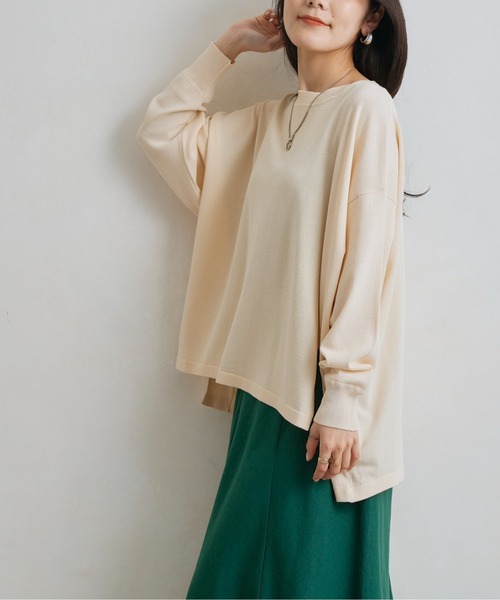 Chez toi(シェトワ)の「シャリ感ドルマンニットプルオーバー(ニット/セーター・レディース・チャコールグレー/オレンジ/グリーン/アイボリー・FREE)」の21枚目の写真