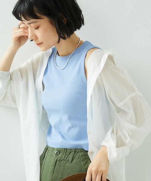 FREAK'S STORE（フリークスストア）の「カラークロップドタンク（タンクトップ・レディース・レッド/サックスブルー/グリーン・ﾌﾘ-）」の6枚目の写真
