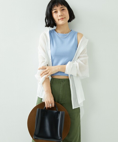 FREAK'S STORE（フリークスストア）の「カラークロップドタンク（タンクトップ・レディース・レッド/サックスブルー/グリーン・ﾌﾘ-）」の8枚目の写真