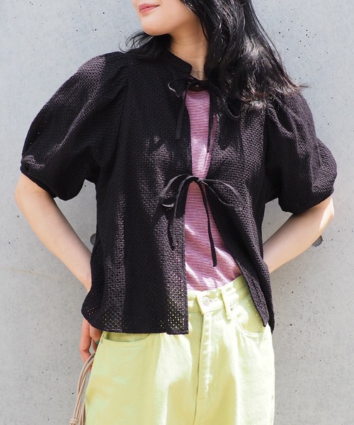 BeAMS DOT（ビームスドット）の「【WEB限定】BeAMS DOT / リボン ボリュームレース ブラウス（シャツ/ブラウス・レディース・ホワイト/ブラック・FREE）」の2枚目の写真