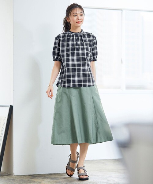 J.PRESS（ジェイプレス）の「【洗える】BEZ Cリネンマドラス スタンドカラー ブラウス（シャツ/ブラウス・レディース・ピンク系3/ネイビー系3・11/9）」の3枚目の写真