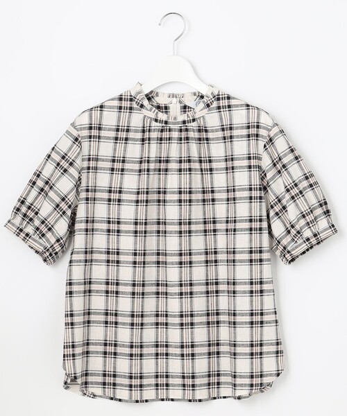 J.PRESS（ジェイプレス）の「【洗える】BEZ Cリネンマドラス スタンドカラー ブラウス（シャツ/ブラウス・レディース・ピンク系3/ネイビー系3・11/9）」の7枚目の写真