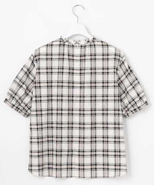 J.PRESS（ジェイプレス）の「【洗える】BEZ Cリネンマドラス スタンドカラー ブラウス（シャツ/ブラウス・レディース・ピンク系3/ネイビー系3・11/9）」の8枚目の写真