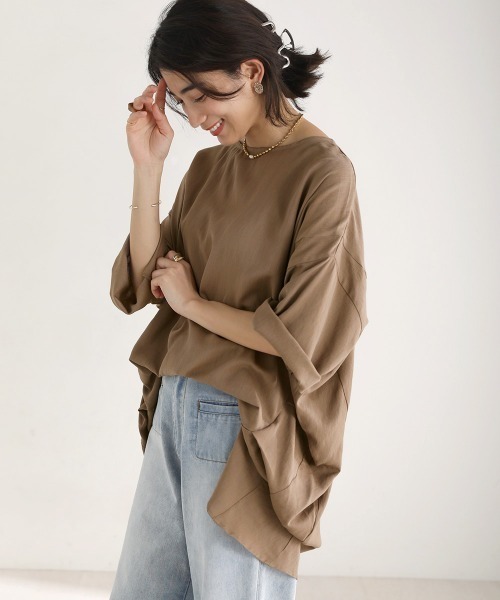 Bou Jeloud（ブージュルード）の「Ｔ／Ｒスラブオーバーチュニック（チュニック・レディース・チャコールグレー/ベージュ/オフホワイト/グリーン/キャメル/ブルー/ホワイト系その他・38）」の4枚目の写真