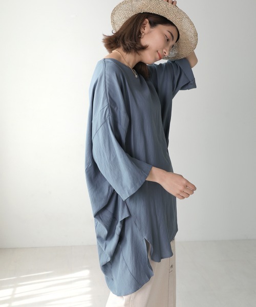 Bou Jeloud（ブージュルード）の「Ｔ／Ｒスラブオーバーチュニック（チュニック・レディース・チャコールグレー/ベージュ/オフホワイト/グリーン/キャメル/ブルー/ホワイト系その他・38）」の6枚目の写真