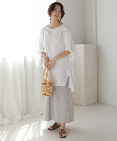 Bou Jeloud（ブージュルード）の「Ｔ／Ｒスラブオーバーチュニック（チュニック・レディース・チャコールグレー/ベージュ/オフホワイト/グリーン/キャメル/ブルー/ホワイト系その他・38）」の9枚目の写真