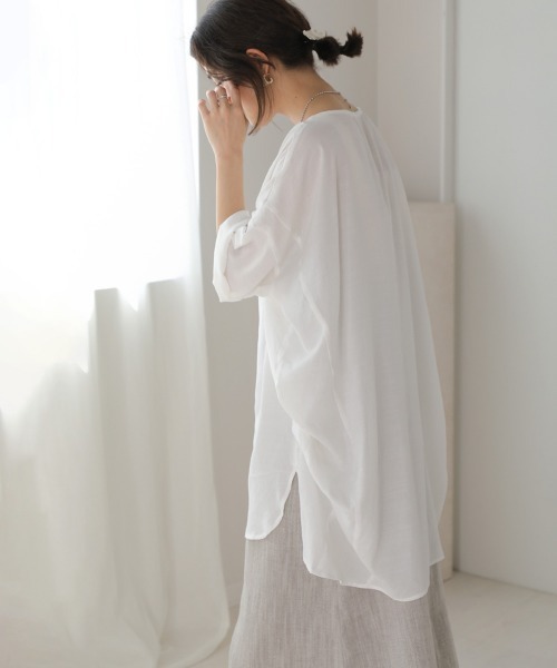 Bou Jeloud（ブージュルード）の「Ｔ／Ｒスラブオーバーチュニック（チュニック・レディース・チャコールグレー/ベージュ/オフホワイト/グリーン/キャメル/ブルー/ホワイト系その他・38）」の11枚目の写真