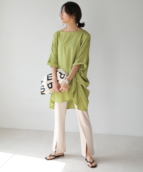 Bou Jeloud（ブージュルード）の「Ｔ／Ｒスラブオーバーチュニック（チュニック・レディース・チャコールグレー/ベージュ/オフホワイト/グリーン/キャメル/ブルー/ホワイト系その他・38）」の14枚目の写真