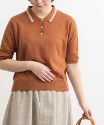襟付きニットプルオーバー
