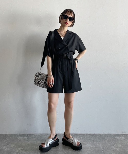 PAGEBOY（ページボーイ）の「スーツコンビネゾン（つなぎ/オールインワン・レディース・ブラック/カーキ・FREE）」の4枚目の写真