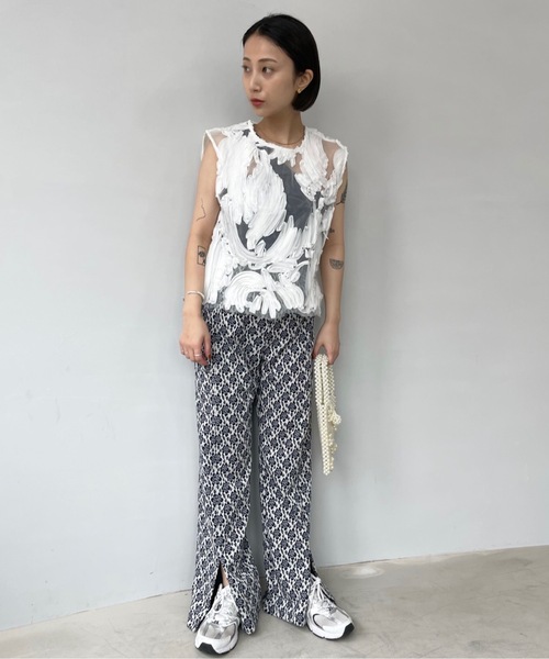 SANSeLF（サンセルフ）の「シアーペイントモチーフノースリーブトップス【SANSeLF】sanw22s065（その他トップス・レディース・ホワイト/ブラック/サックスブルー・FREE）」の18枚目の写真