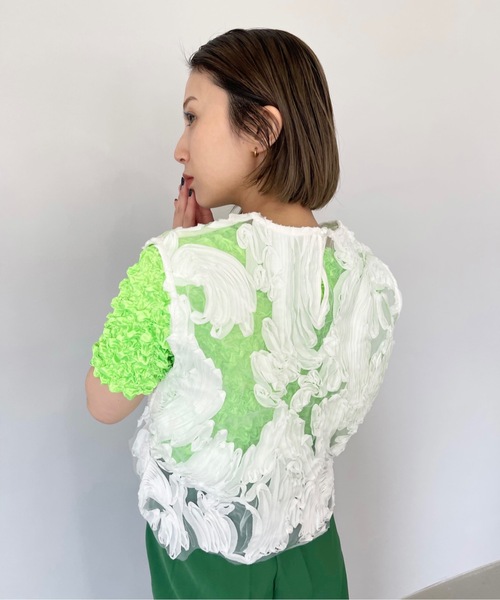 SANSeLF（サンセルフ）の「シアーペイントモチーフノースリーブトップス【SANSeLF】sanw22s065（その他トップス・レディース・ホワイト/ブラック/サックスブルー・FREE）」の15枚目の写真