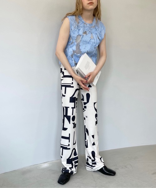 SANSeLF（サンセルフ）の「シアーペイントモチーフノースリーブトップス【SANSeLF】sanw22s065（その他トップス・レディース・ホワイト/ブラック/サックスブルー・FREE）」の9枚目の写真