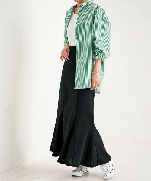 BELLUNA PLUS（ベルーナ）の「カットジョーゼットマーメイドスカート（スカート・レディース・ブラック/ブルー/グリーン/ライトグリーン・MEDIUM）」の6枚目の写真