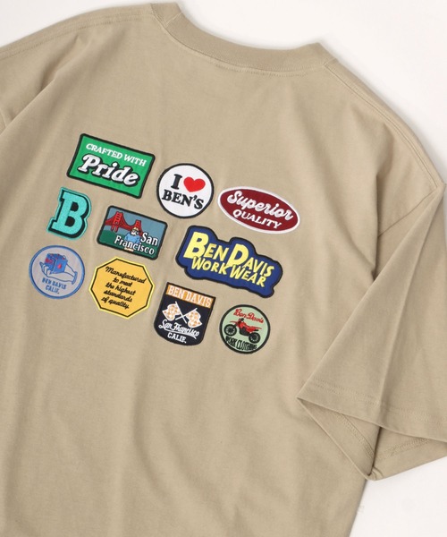 BEN DAVIS（ベンデイビス）の「BEN DAVIS/ベンデイビス ビッグシルエット バック刺繍 ランダムワッペン Tシャツ（Tシャツ/カットソー・メンズ・ホワイト/ブラック/ベージュ/グリーン・M/L/XL）」の3枚目の写真