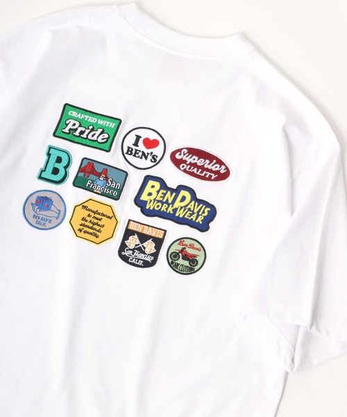 BEN DAVIS（ベンデイビス）の「BEN DAVIS/ベンデイビス ビッグシルエット バック刺繍 ランダムワッペン Tシャツ（Tシャツ/カットソー・メンズ・ホワイト/ブラック/ベージュ/グリーン・M/L/XL）」の2枚目の写真