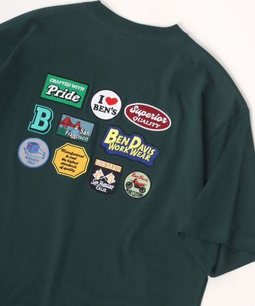BEN DAVIS（ベンデイビス）の「BEN DAVIS/ベンデイビス ビッグシルエット バック刺繍 ランダムワッペン Tシャツ（Tシャツ/カットソー・メンズ・ホワイト/ブラック/ベージュ/グリーン・M/L/XL）」の4枚目の写真