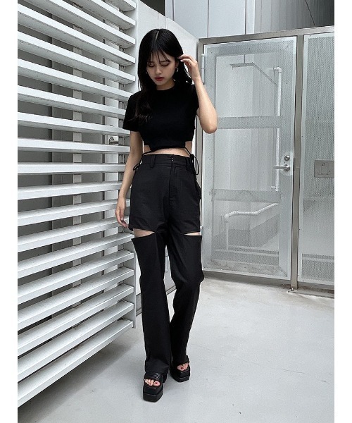 ENVYM（アンビー）の「ファスナースリットスラックスＰＴ（スラックス・レディース・ブラック/グレー・FREE）」の10枚目の写真