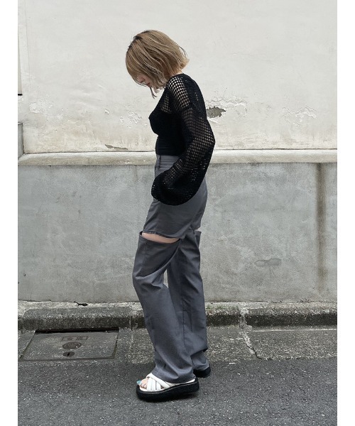 ENVYM（アンビー）の「ファスナースリットスラックスＰＴ（スラックス・レディース・ブラック/グレー・FREE）」の16枚目の写真