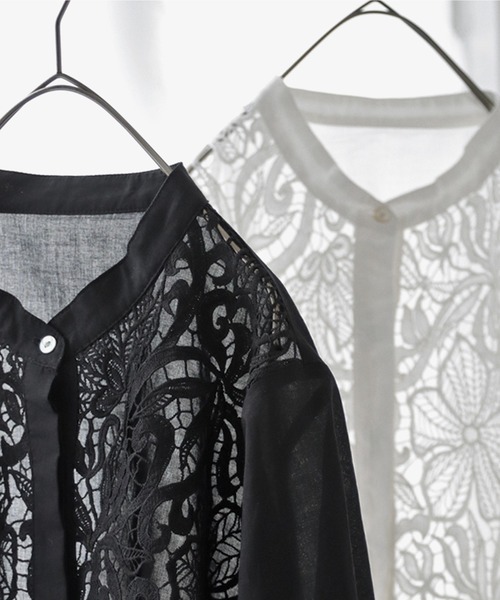 antiqua（アンティカ）の「レースバンドカラーシャツ（シャツ/ブラウス・レディース・ホワイト/ブラック・FREE）」の19枚目の写真