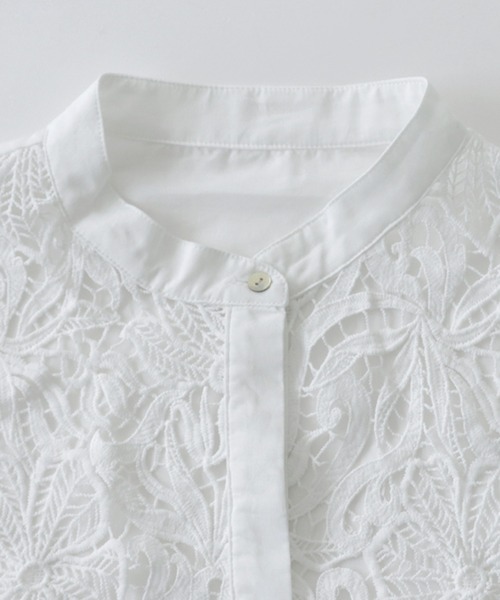 antiqua（アンティカ）の「レースバンドカラーシャツ（シャツ/ブラウス・レディース・ホワイト/ブラック・FREE）」の22枚目の写真