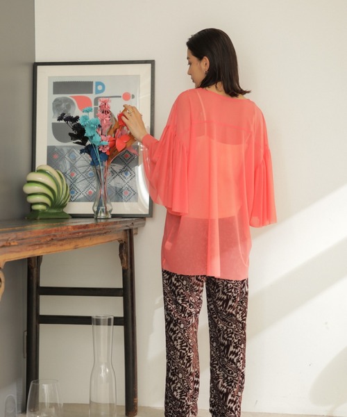 CREOLME（クレオルム）の「(CREOLME)メッシュカットプルオーバー（Tシャツ/カットソー・レディース・ネイビー/カーキ/ピンク・ONE SIZE）」の6枚目の写真