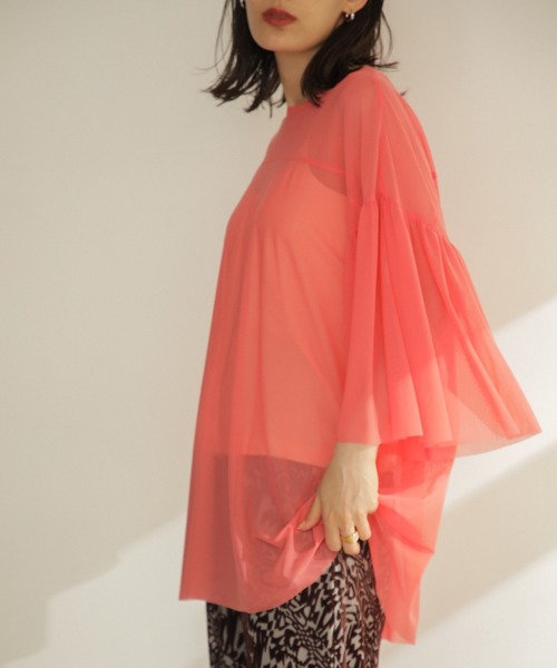 CREOLME（クレオルム）の「(CREOLME)メッシュカットプルオーバー（Tシャツ/カットソー・レディース・ネイビー/カーキ/ピンク・ONE SIZE）」の14枚目の写真