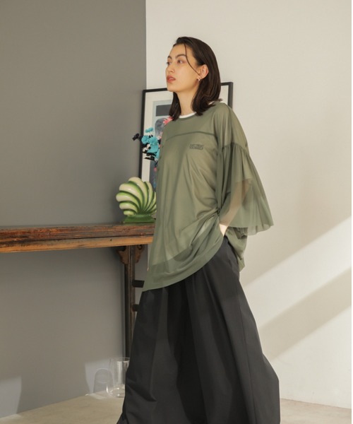 CREOLME◆メッシュプルオーバー/長袖カットソー/FREE/コットン/WHT/600-1213048 CREOLME（クレオルム）の「(CREOLME)メッシュプルオーバー