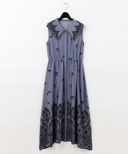 GRACE CONTINENTAL(グレースコンチネンタル)の「ビッグカラー刺繍ワンピース(ワンピース・レディース・ブラック/ブルー・36/38)」の20枚目の写真