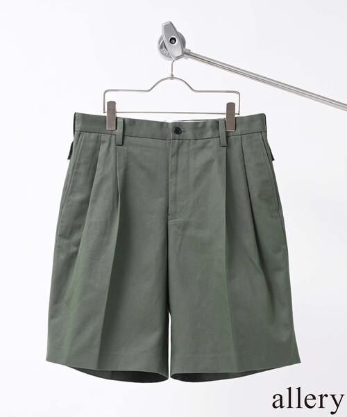 417 EDIFICE(フォーワンセブンエディフィス)の「【allery / アレリ―】 ワイドツイルショーツ(チノパンツ・メンズ・エメラルドブルー/カーキ/アイボリー・MEDIUM/LARGE/SMALL)」の1枚目の写真