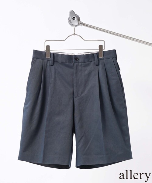 417 EDIFICE(フォーワンセブンエディフィス)の「【allery / アレリ―】 ワイドツイルショーツ(チノパンツ・メンズ・エメラルドブルー/カーキ/アイボリー・MEDIUM/LARGE/SMALL)」の3枚目の写真